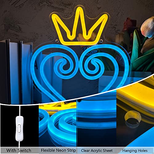 Manimo LED Kingdom and Hearts Neon Signs for Wall Decor, Anime Neon Sign, Neon Game Room Setup, USB Powered for Man Cave Game Home Party Bedroom Room Teenager Gamer Birthday Gifts(9.8 * 13in) - Image 2