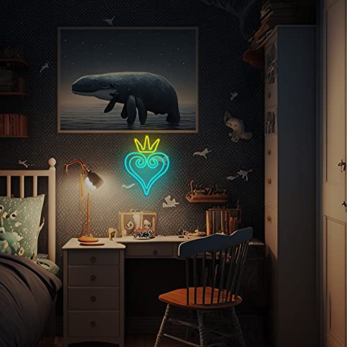 Manimo LED Kingdom and Hearts Neon Signs for Wall Decor, Anime Neon Sign, Neon Game Room Setup, USB Powered for Man Cave Game Home Party Bedroom Room Teenager Gamer Birthday Gifts(9.8 * 13in) - Image 3