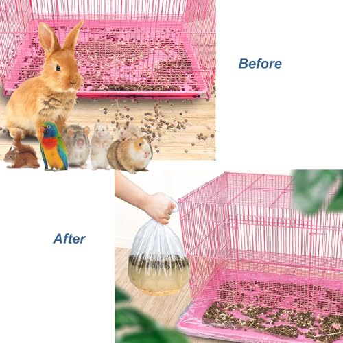 CDFZJC 50 Pcs Disposable Rabbit Cage Liner Plastic Toilet Film LeakProof for Small Animals Bunny Guinea Pig Bird Cage Liners Litter Box Crate Tray Drawer Quick Cleanup Essentials Indoor Small - Image 3