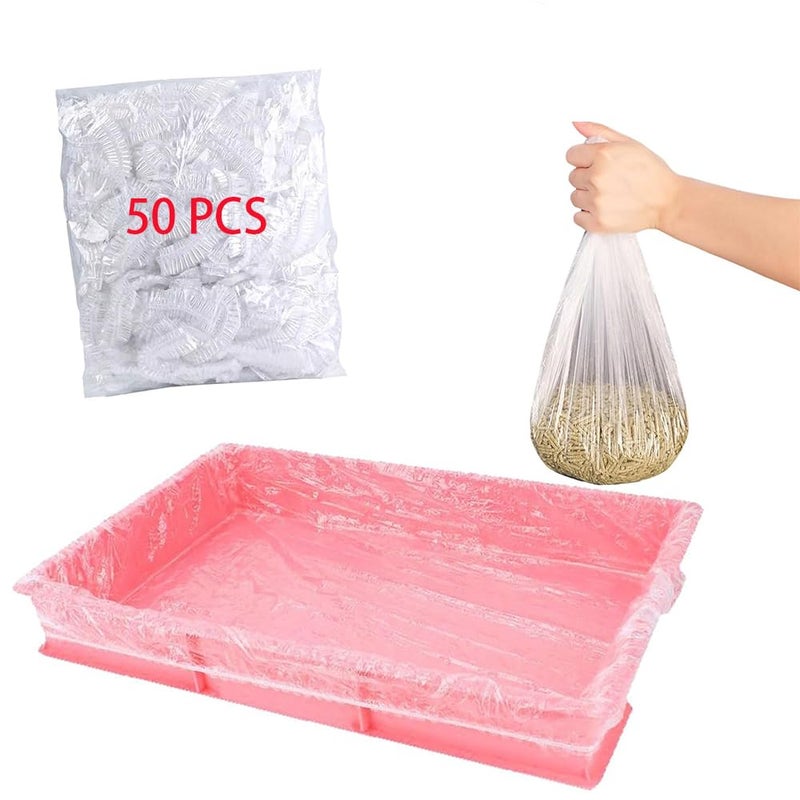 CDFZJC 50 Pcs Disposable Rabbit Cage Liner Plastic Toilet Film LeakProof for Small Animals Bunny Guinea Pig Bird Cage Liners Litter Box Crate Tray Drawer Quick Cleanup Essentials Indoor Small - Image 2