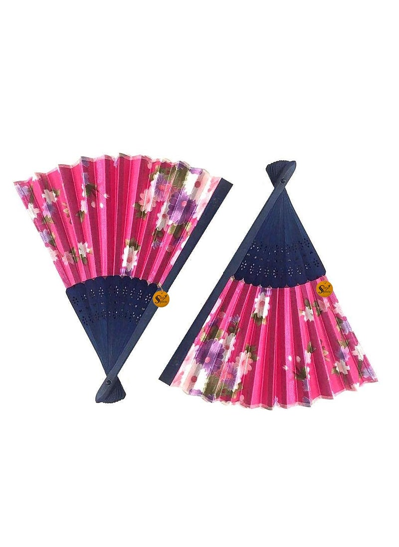 Sage Square Sage Square Set Floral Handheld Folding Chinese Fan Vintage Era Touch Fabric Folding Fan for Wedding Dancing Party DecorationsBirthday Party Photo Booth Pack of 1 Multicolor  - Image 4