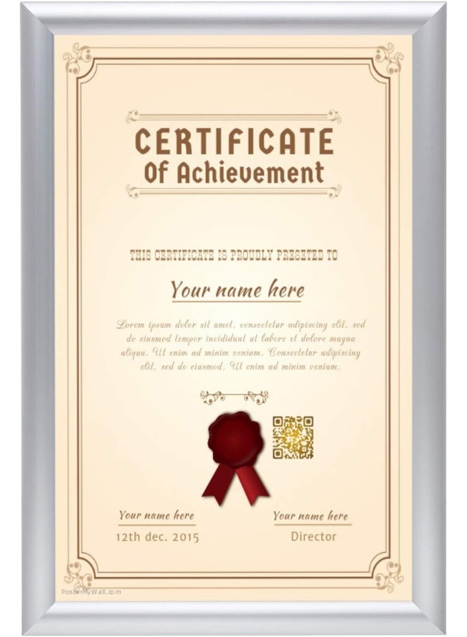 SnapeZo Black Document Notice Frame 11x17 Inch 1 Narrow Profile FrontLoading Snap Frame Wall Mounted Professional Series - Image 2