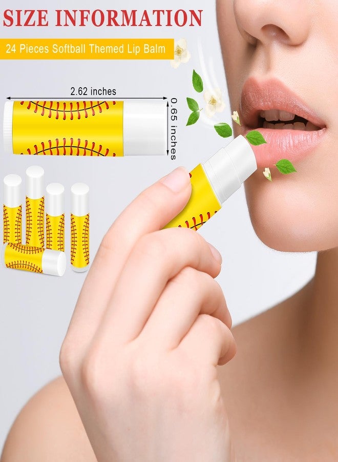 Heigble 24 Pcs Softball Lip Balm for Team Gifts Sports Moisturizing Jasmine Taste Lipstick for Women Players Sports Teachers Fans Party Favors Supplies - Image 2