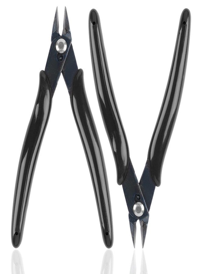 Opvixi 2 Pack Micro Wire Cutters, 5 Inches Flush Cutters Pliers, Diagonal Side Cutters Nippers, Zip Tie Sprue Cutter for Electronics, Plastic Models, Jewelry (Black) - Image 1