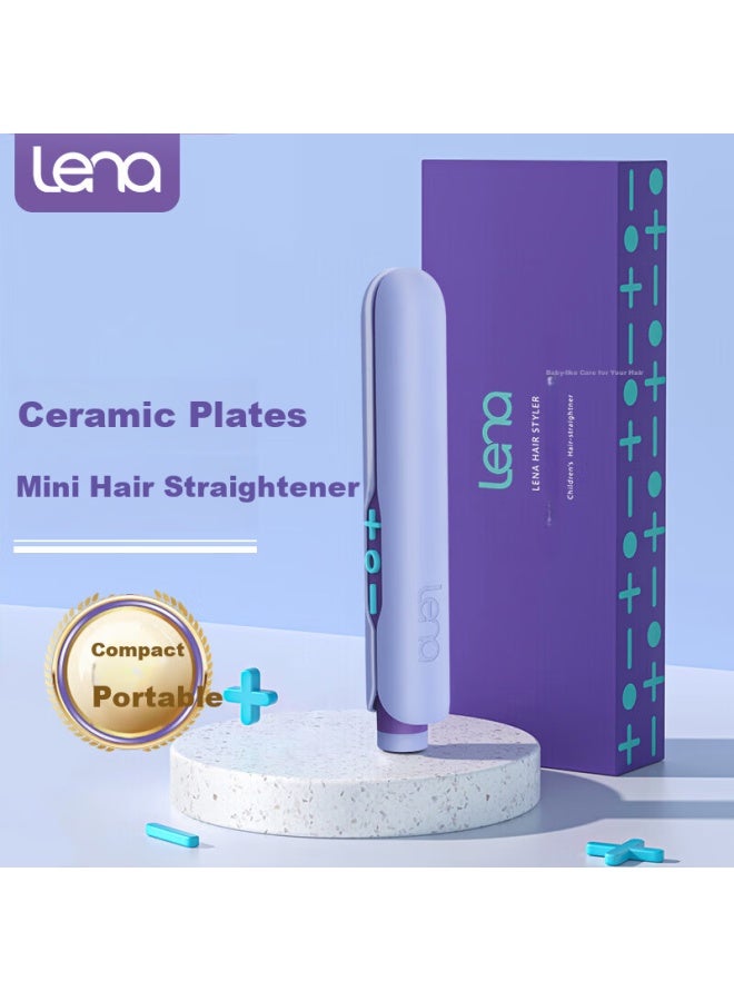 Lena Mini Hair Straightener And Curling Iron Portable Kids Hair Curler Small Bangs Hair Styling Tool Dual-use Flat Iron H3 Purple - Image 1