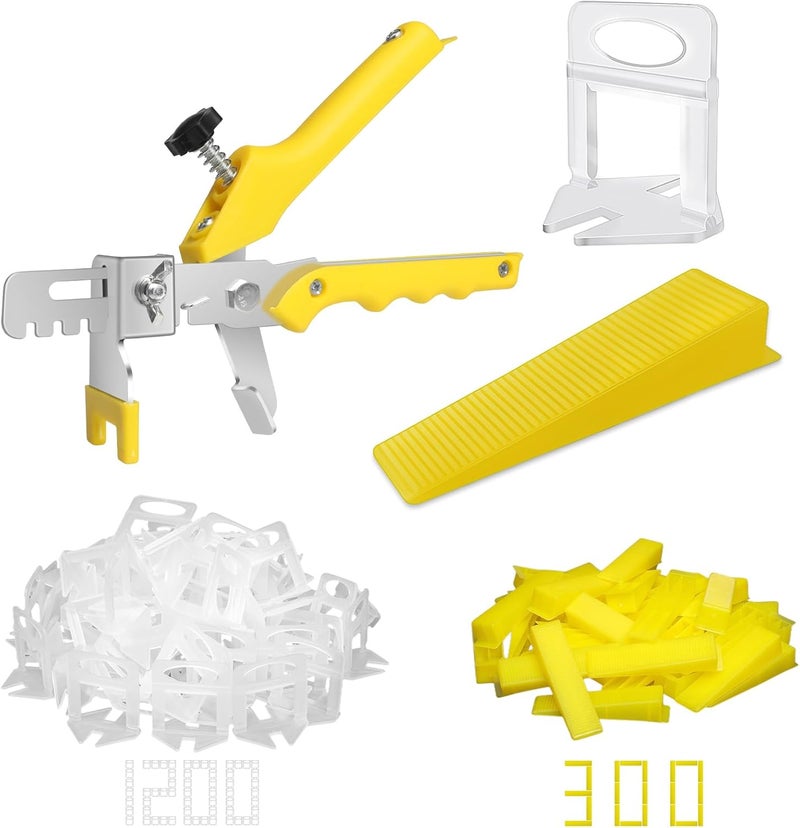 DGSL Tile Leveling System with Plier - 1200-Piece Spacers Clips and 300-Piece Reusable Wedges Tools Set for Stone Installation 1/8 Inch - Image 1