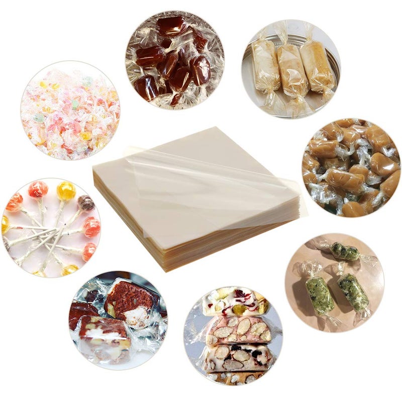 Juome 1000 Sheets Candy Wrappers Clear Cellophane Wrap Roll 5x5 Inches Candy Caramel and Chocolate Wrapper for Treats, Lollipop, Gummies, Saran Wrap& Cake Pop Making Supplies, etc - Image 2