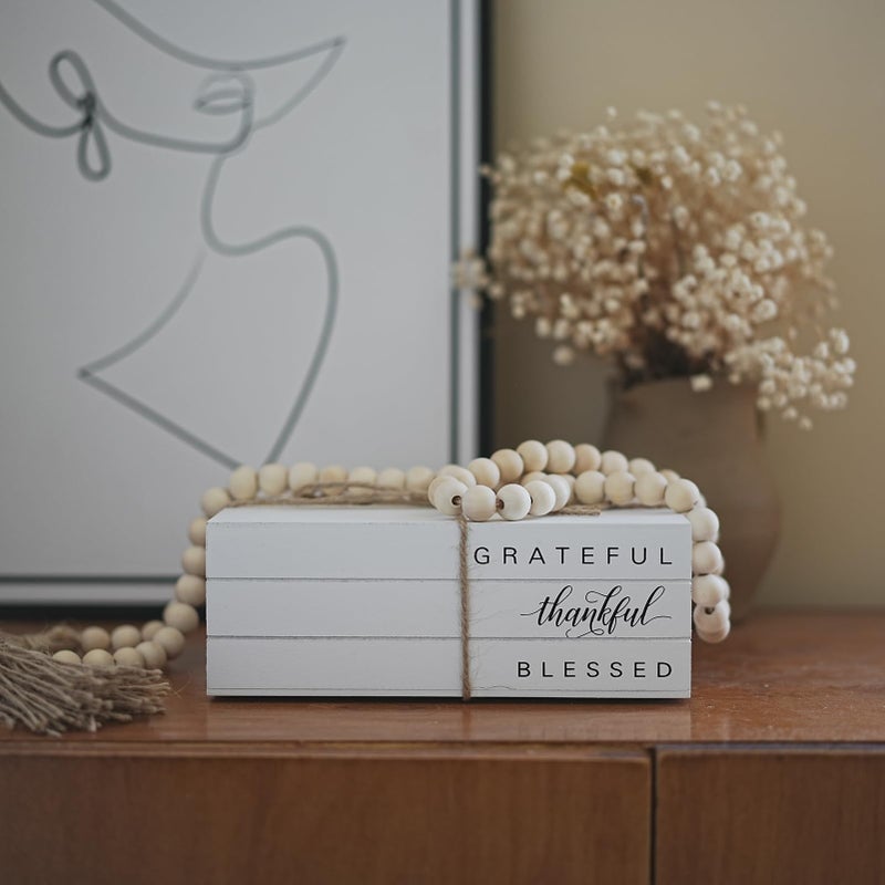 RUIRUICO Decorative Books for Home Decor, Wooden Faux Book for Decoration, Farmhouse Stacked Display Books (GRATEFUL thankful BLESSED) - Image 2