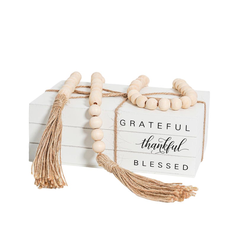 RUIRUICO Decorative Books for Home Decor, Wooden Faux Book for Decoration, Farmhouse Stacked Display Books (GRATEFUL thankful BLESSED) - Image 1