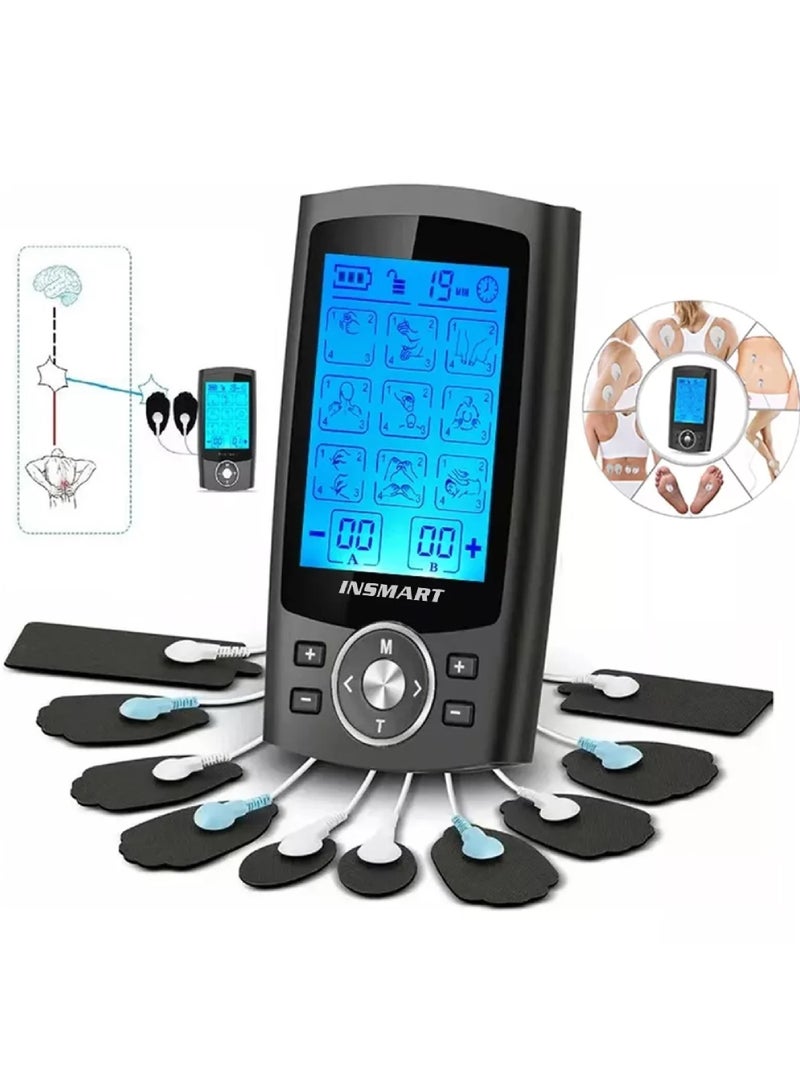 TENS Unit Rechargeable Muscle Stimulator EMS Dual Channel with 10 Reusable Electrode Pads 36 Modes for Back Neck Pain Muscle Therapy Pain Management Pulse Massager