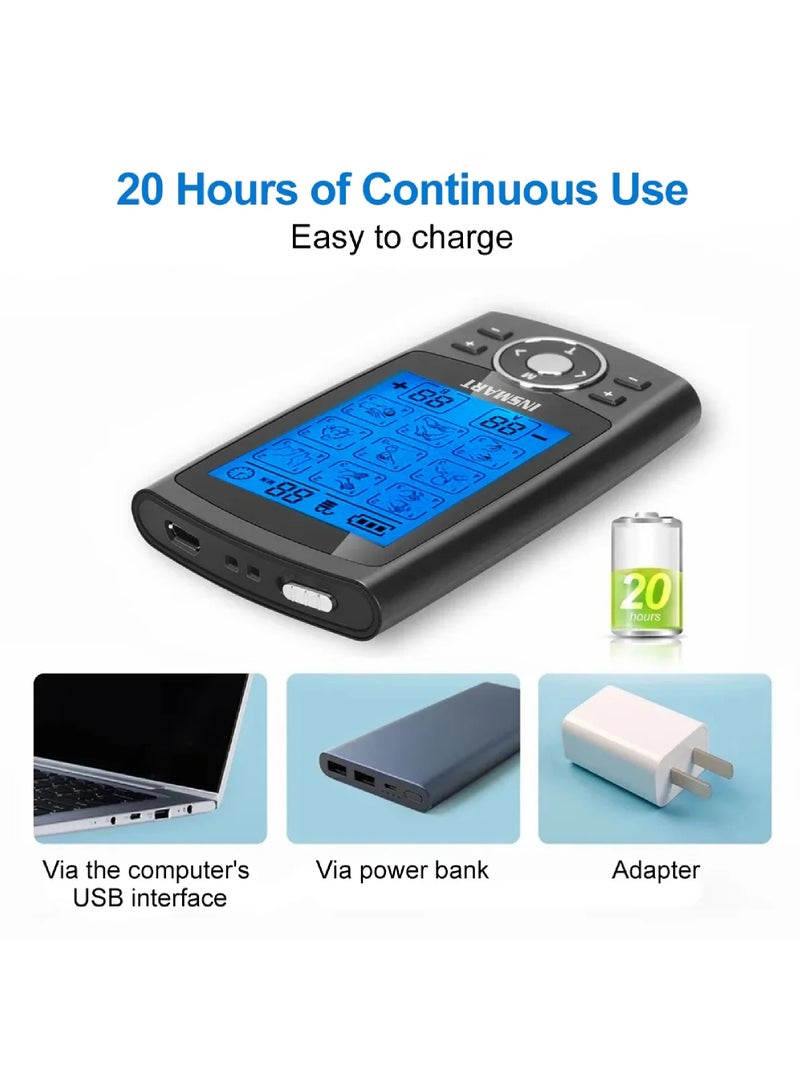 TENS Unit Rechargeable Muscle Stimulator EMS Dual Channel with 10 Reusable Electrode Pads 36 Modes for Back Neck Pain Muscle Therapy Pain Management Pulse Massager