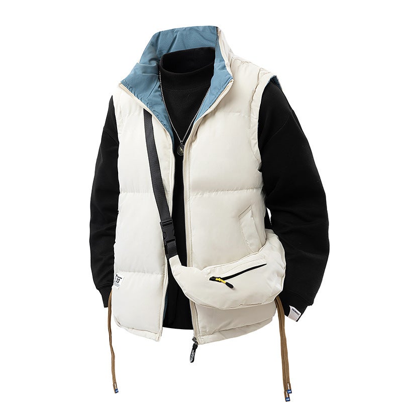 Vest White Autumn and Winter Double-sided Vests for Men's Women's Couples' Warm Trendy Thickened Down Cotton Jackets