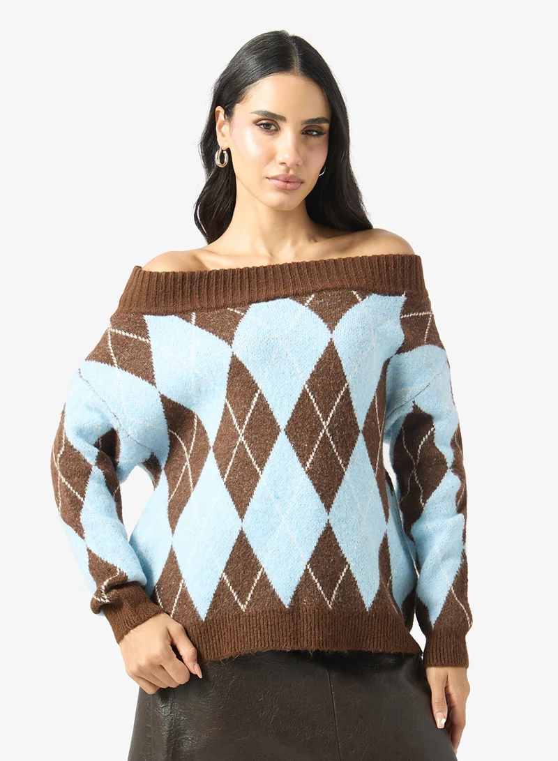 Ginger Crew Neck Argyle Sweater