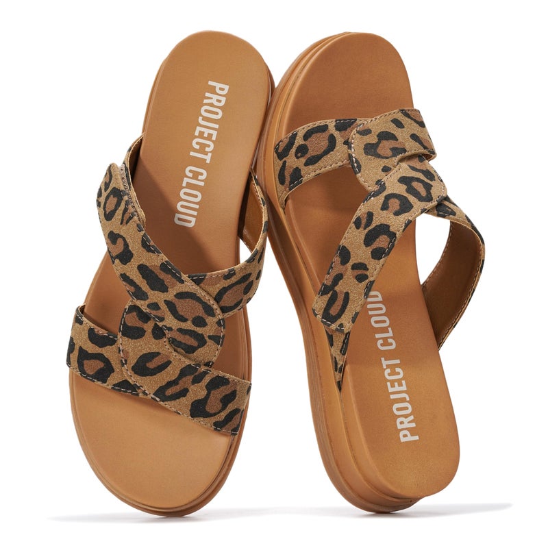 Project Cloud Low Wedge Mule Sandals for Women 2026 - Easy Slip On Sandals with Plush Cushioned Insole â€“ Lightweight & Non Slip Womens Slides for Women Footwear (Nina,LEOVPH,8) - Image 1