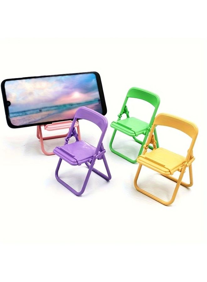 Mini Portable Phone Holder 7Pcs Foldable Chair Shape Universal Candy Color Stand - Image 1