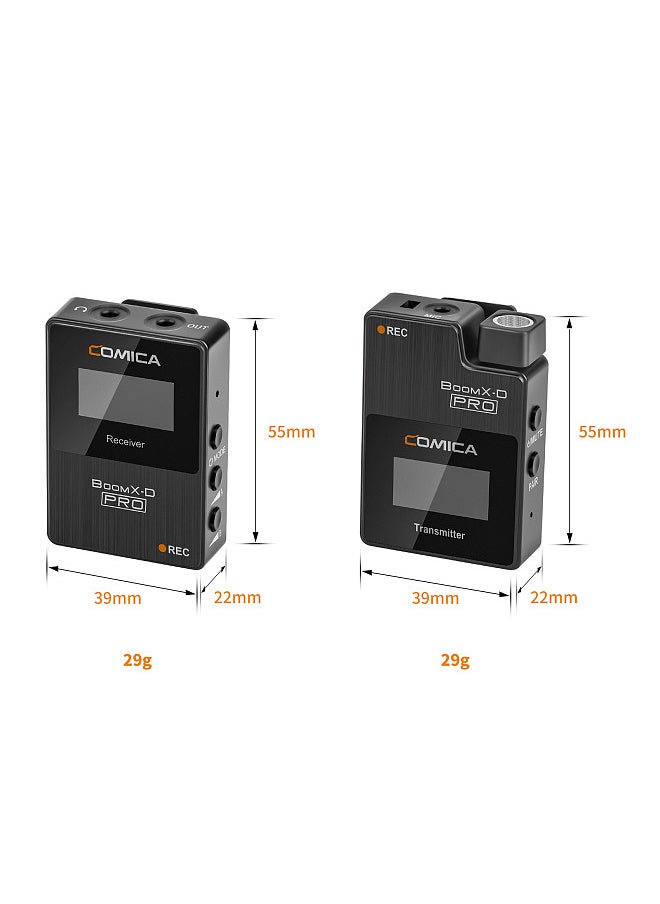 COMICA BoomX-D PRO D1 One-Trigger-One 2.4G Dual-Channel Wireless Microphone System Built-in 8G Memory Card Digital & Analog Output Modes 100M Effective Range  - Image 2