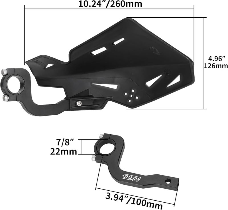 Jiayan 7/8'' 22mm Dirt Bike Handguards, Handle Bar Hand Guards Protector with CNC Bracket Pair for Motocross ATV SX SXF EXC XCW KLX KX LTR TRX - Black - Image 2