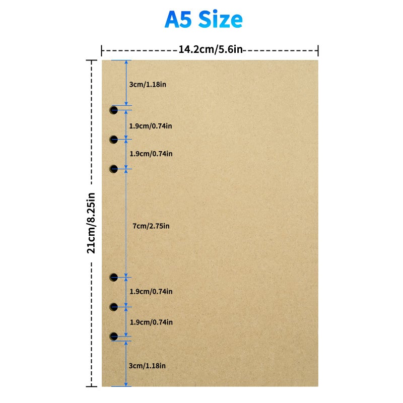 Tofun A5 Blank Vintage Refillable Paper, Retro A5 Binder Refills Paper for 6-Ring Binders Planner Traveller Journal Notebook Dairy, Blank Filler Paper, 80 Sheets 160 Pages, Blank - Image 2