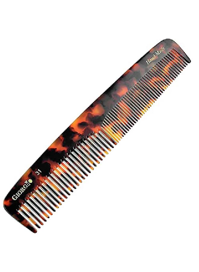 Giorgio G31 Double Tooth Hair Dressing Table Comb Fine And Wide Tooth Dresser Comb For Hair Beard And Mustache Coarse And Fine Hair Styling Comb. Handmade Sawcut From Cellulose And Hand Polished - Image 2