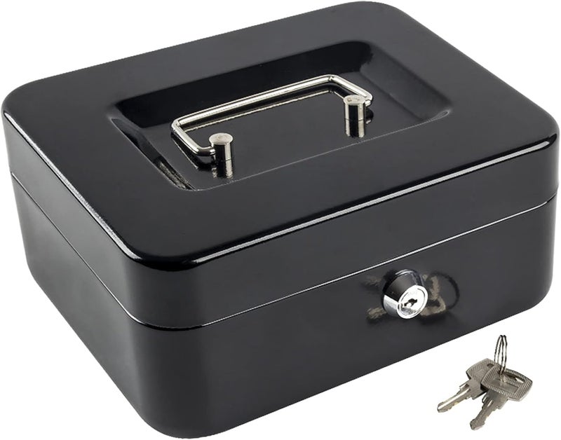 Aakarit Cash Money Safe Box Security Storage Tray Shop Counter Locker for home office for Loose Coins Compartments Change & Valuables with 2 Keys | Black - Image 1