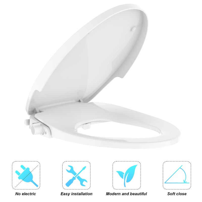 GarveeTech Bidet Toilet Seat Round â€“ Non-Electric Dual Nozzle Self-Cleaning Bidet Seat for Personal Hygiene, Adjustable Water Spray, Soft Close PP Material, Easy to Install for Home Bathroom - Image 4