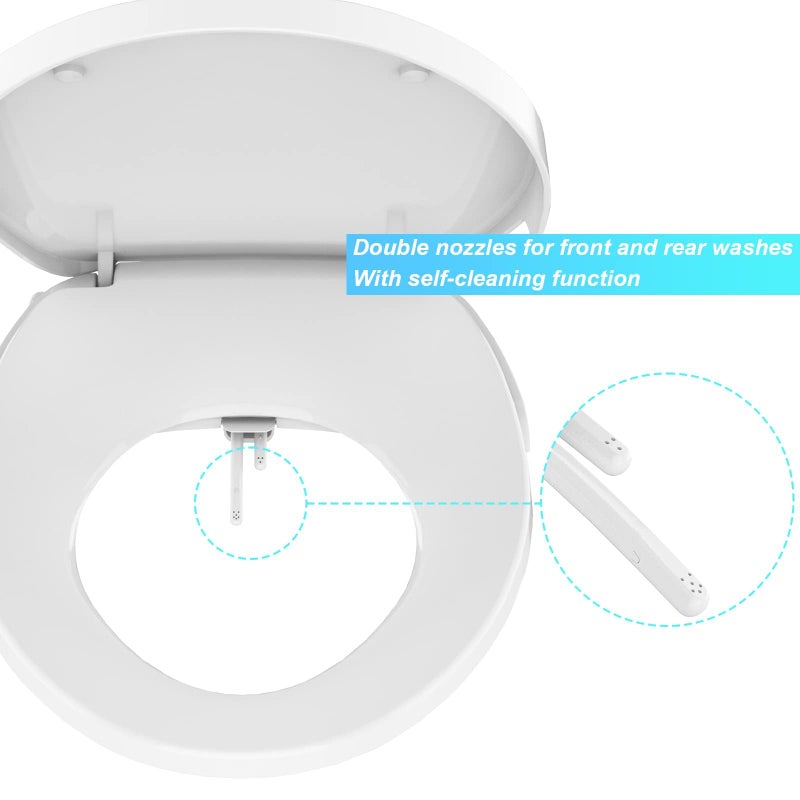 GarveeTech Bidet Toilet Seat Round â€“ Non-Electric Dual Nozzle Self-Cleaning Bidet Seat for Personal Hygiene, Adjustable Water Spray, Soft Close PP Material, Easy to Install for Home Bathroom - Image 3