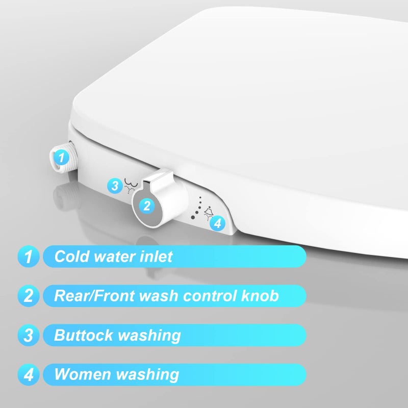 GarveeTech Bidet Toilet Seat Round â€“ Non-Electric Dual Nozzle Self-Cleaning Bidet Seat for Personal Hygiene, Adjustable Water Spray, Soft Close PP Material, Easy to Install for Home Bathroom - Image 2