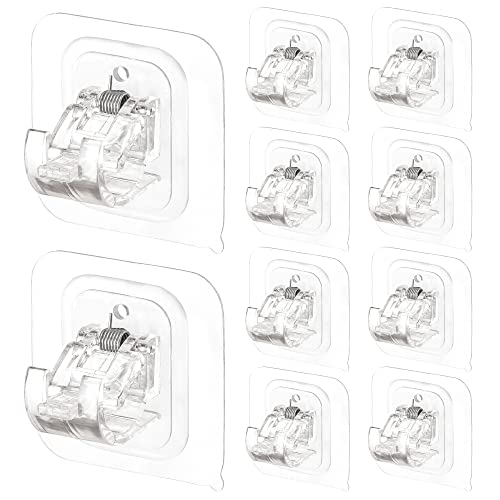 Codoule 10PCS Curtain Rods No Drilling,Bracket No Drill Curtain Rod Brackets Self Adhesive Curtain Rod Holders Nail Free Adjustable Curtain Rod Hooks Curtain Hangers for Bathroom Kitchen Bathroom Hotel - Image 1