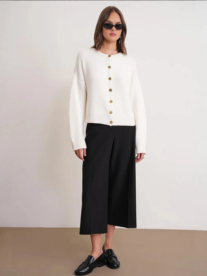 MixRay Mixray Buttoned Ribbed Knit Cardigan