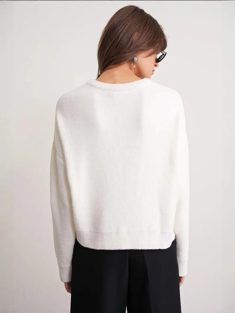 Mixray Ivory Natural Mixray Buttoned Ribbed Knit Cardigan for Women | Best Price UAE