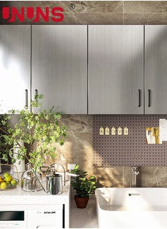UNUNS Kitchen Backsplash Oil Proof Stickers,Silver Brush Stainless Steel Contact Paper For Kitchen,Self Adhesive Wallpaper Dishwasher For Fridge And Appliances,60x300cm  - Image 3