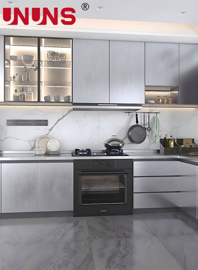 Kitchen Backsplash Oil Proof Stickers,Silver Brush Stainless Steel Contact Paper For Kitchen,Self Adhesive Wallpaper Dishwasher For Fridge And Appliances,60x300cm
