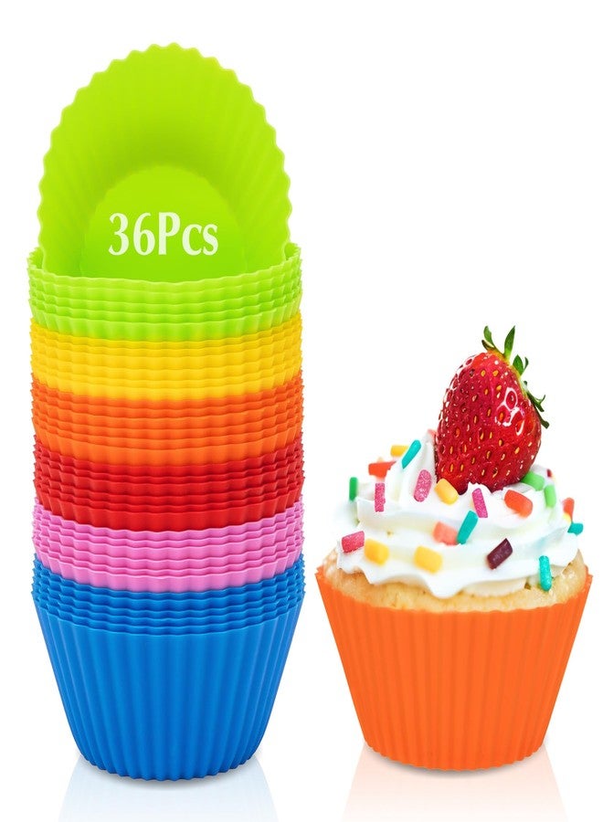 Rainflow أكواب كيك سيليكون متعددة الألوان من رينفلو - 36 قطعة، 6 ألوان، 6 قطع من كل لون - Image 1