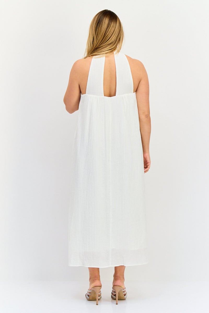 bebe Women Solid Midi Dress, White  - Image 3