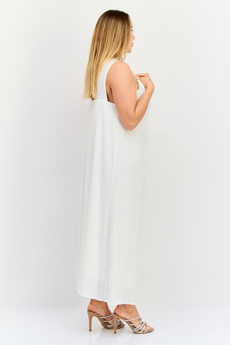 bebe Women Solid Midi Dress, White - Image 4