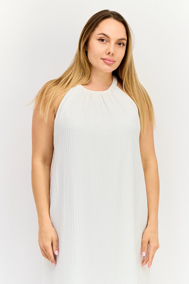 bebe Women Solid Midi Dress, White - Image 2