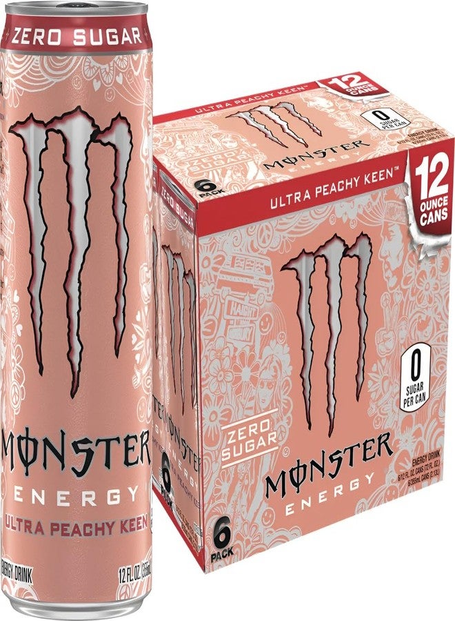 Monster COUGAR Monster Energy Ultra Peachy Keen, Zero Sugar Energy Drink, 500ml (6 Pack) – Refreshing Peach Flavor with Energy Boost – Low Calorie, Zero Sugar, Smooth Taste (Imported - USA) - Image 1