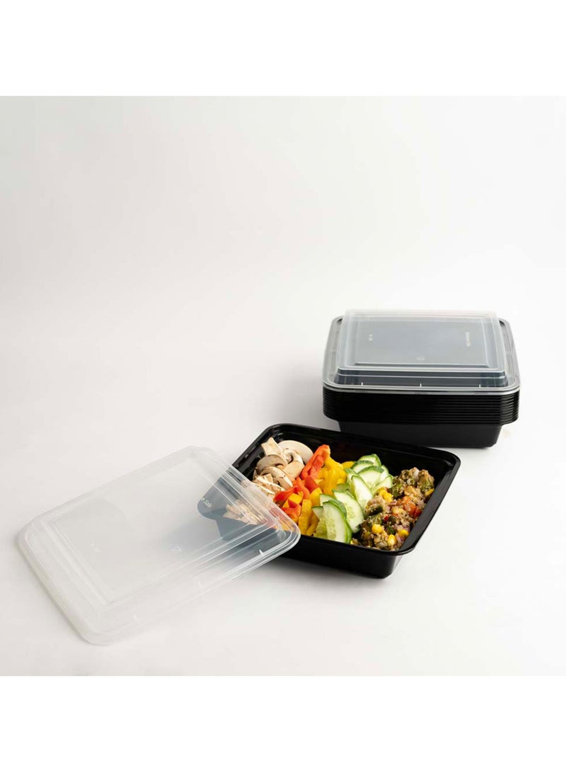 IDEAL PACK Black Base Rectangular Food Containers with Lids – 5 Pack | 12 oz | Reusable, Microwave & Freezer Safe | BPA-Free Meal Prep Containers for Lunch, Takeout & Storage - Image 3