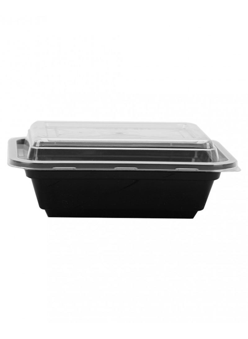 IDEAL PACK Black Base Rectangular Food Containers with Lids – 5 Pack | 12 oz | Reusable, Microwave & Freezer Safe | BPA-Free Meal Prep Containers for Lunch, Takeout & Storage - Image 2