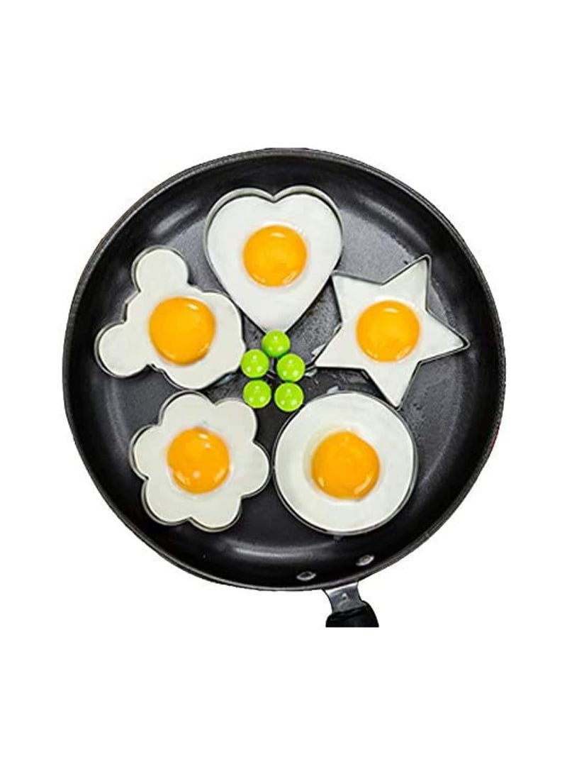general 5PCS stainless steel egg ring - non-stick egg and pancake mold set for multi-purpose kitchen use, ideal for fried eggs and special-shaped pancakes - Image 1