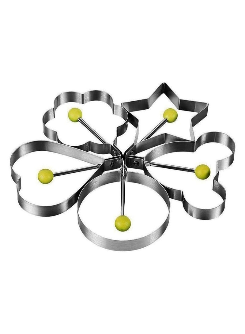 general 5PCS stainless steel egg ring - non-stick egg and pancake mold set for multi-purpose kitchen use, ideal for fried eggs and special-shaped pancakes - Image 5