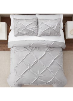 Serta SERTA Simply Clean Ultra Soft 3 Piece Hypoallergenic Stain Resistant Pleated Duvet Cover Set, Full/Queen, Grey  - Image 2