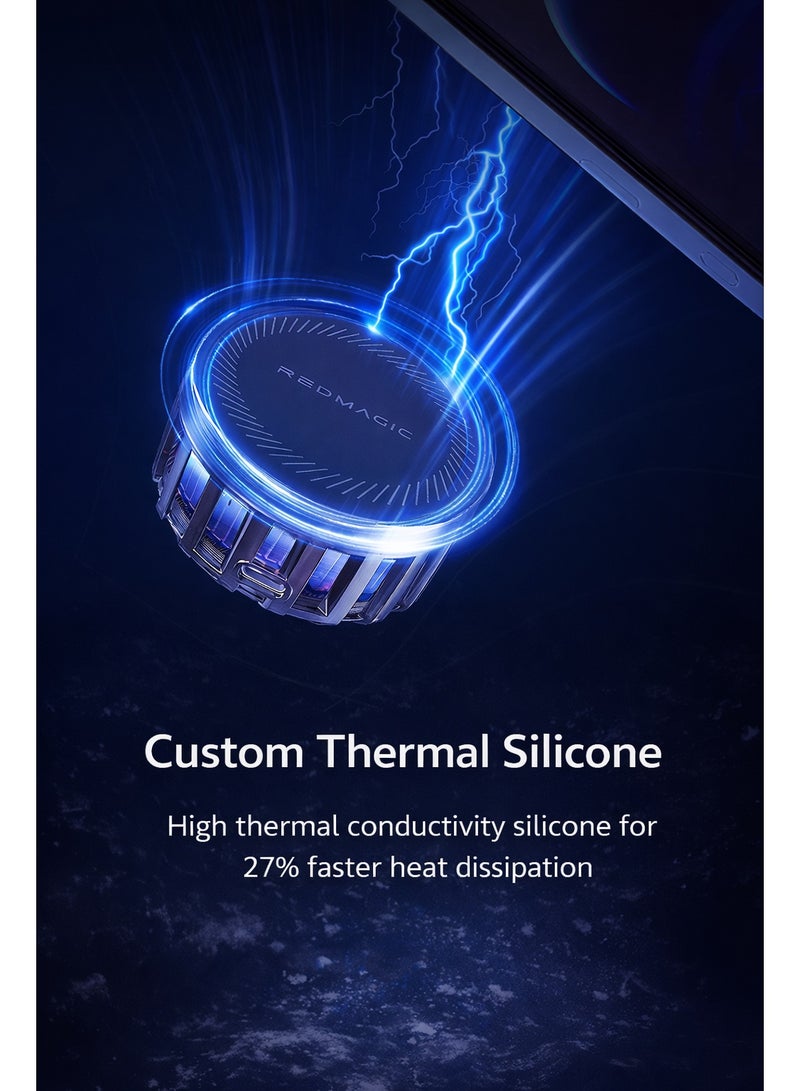 ريد ماجيك مبرد هاتف ريد ماجيك 4 برو المغناطيسي مصمم خصيصًا لمحبي الألعاب مثل ببجي موبايل وكول أوف ديوتي، مزود بمروحة تبريد فائقة بقدرة 27 واط، ومشتت حراري من الجرافين لتبديد الحرارة بكفاءة عالية. يتم تثبيته بسهولة يأتي مع لوحة مغناطيسية للتثبيت المباشر على الأجهزة من الخلف . يدعم الهواتف الذكية، الأجهزة اللوحية، ريدماجيك استرا، الآيباد، وحتى أجهزة Steam Deck. مثالي لتقليل حرارة الجهاز أثناء جلسات اللعب المكثفة. - Image 5