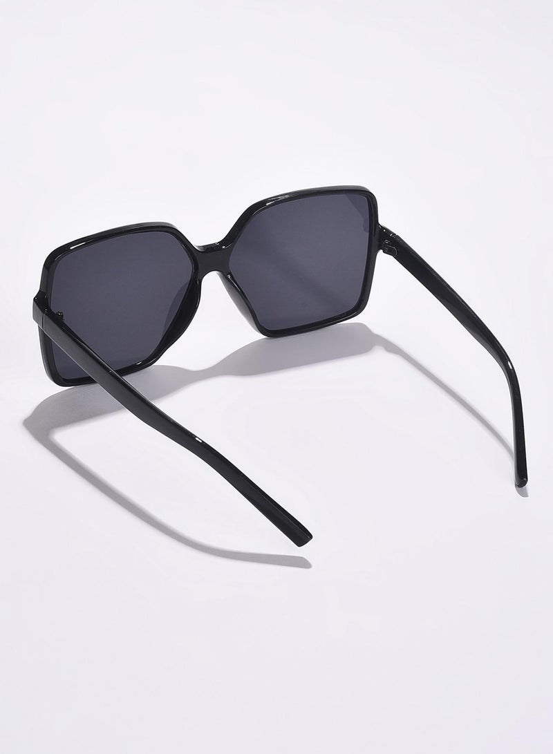 Haute Sauce Black Lens Black Rectangle Sunglasses - Image 4