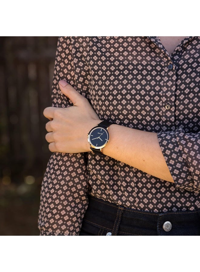 Nine West Women's Gold-Tone and Black Strap Watch - Image 2