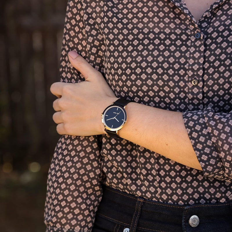 Nine West Women's Gold-Tone and Black Strap Watch - Image 3