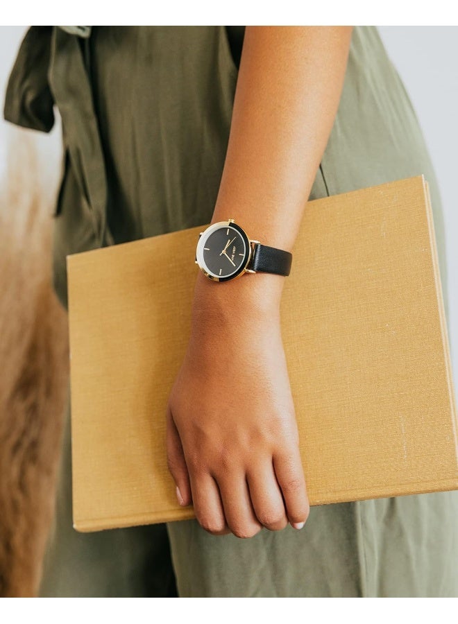 Nine West Women's Gold-Tone and Black Strap Watch - Image 4