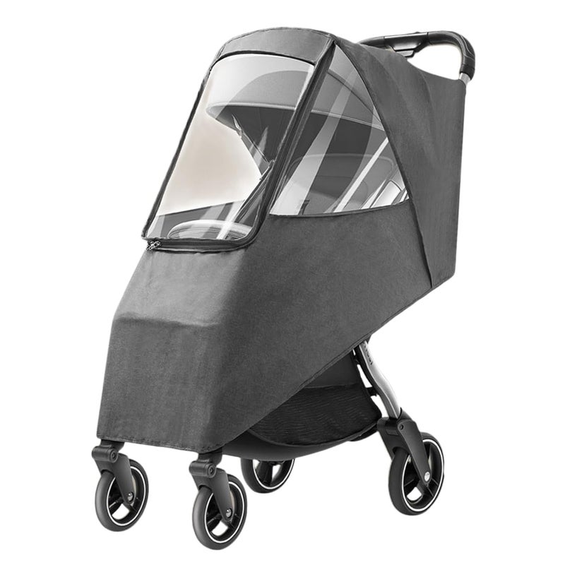 Hilitand Universal Stroller Rain Cover  Waterproof Windproof Coldproof  Breathable Material Ventilation Holes for Unrestricted Airflow Linen Gray - Image 3