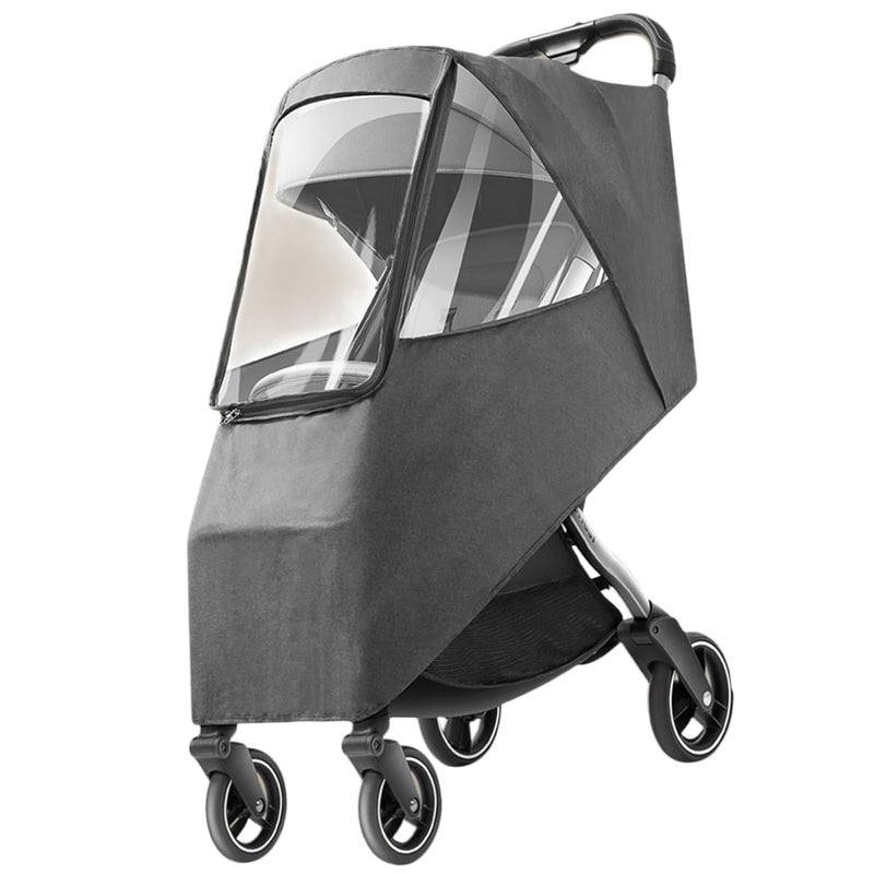 Hilitand Universal Stroller Rain Cover  Waterproof Windproof Coldproof  Breathable Material Ventilation Holes for Unrestricted Airflow Linen Gray - Image 1
