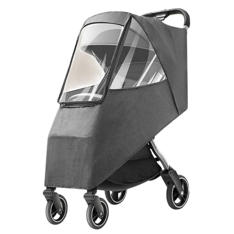 Hilitand Universal Stroller Rain Cover  Waterproof Windproof Coldproof  Breathable Material Ventilation Holes for Unrestricted Airflow Linen Gray - Image 5